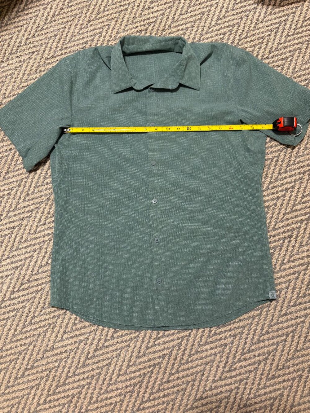 Lululemon Airing Easy Short Sleeve Button Down Heathered Tidewater Teal Mens S